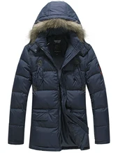 LESMART Men’s Winter Coat Jacket White Duck Down Solid Fashion Casual Business Parka Thicken Warm Detachable Cap Outerwear