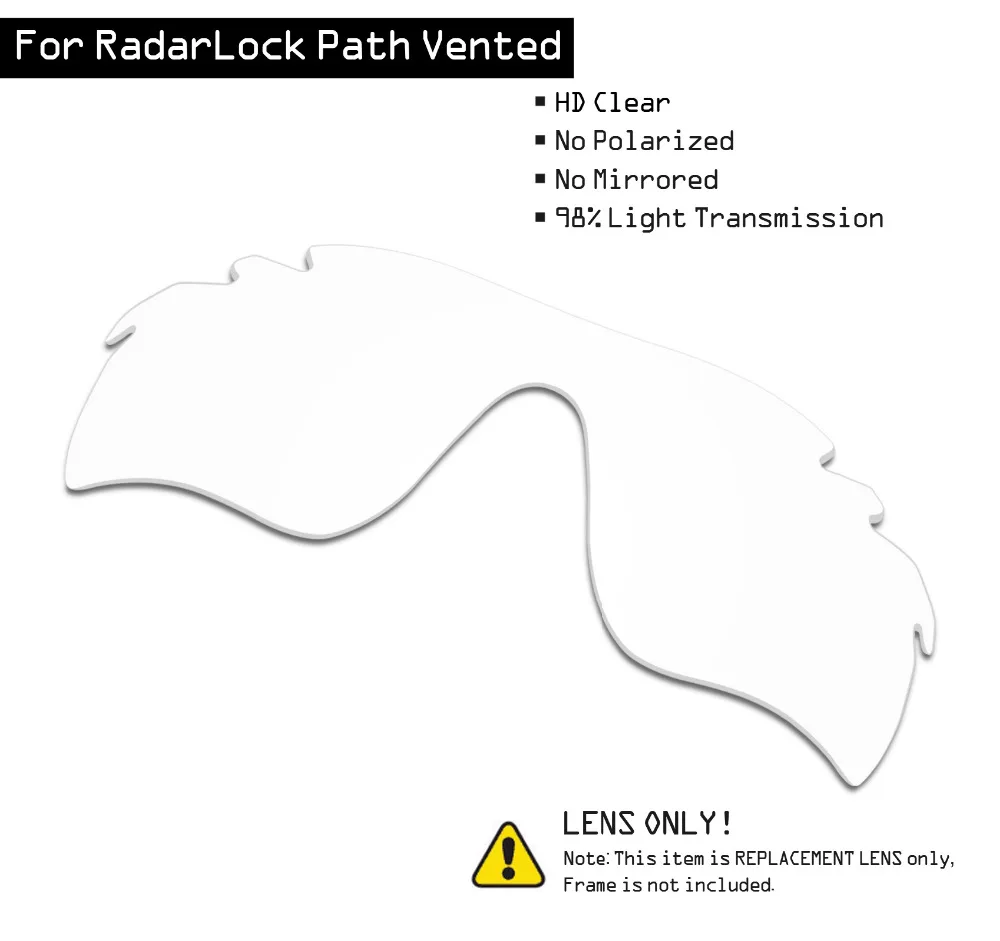 SmartVLT Sunglasses Replacement Lenses for Oakley RadarLock Path Vented - HD Clear SmartVLT Sunglasses Replacement Lenses for Oakley RadarLock Path Vented - HD Clear