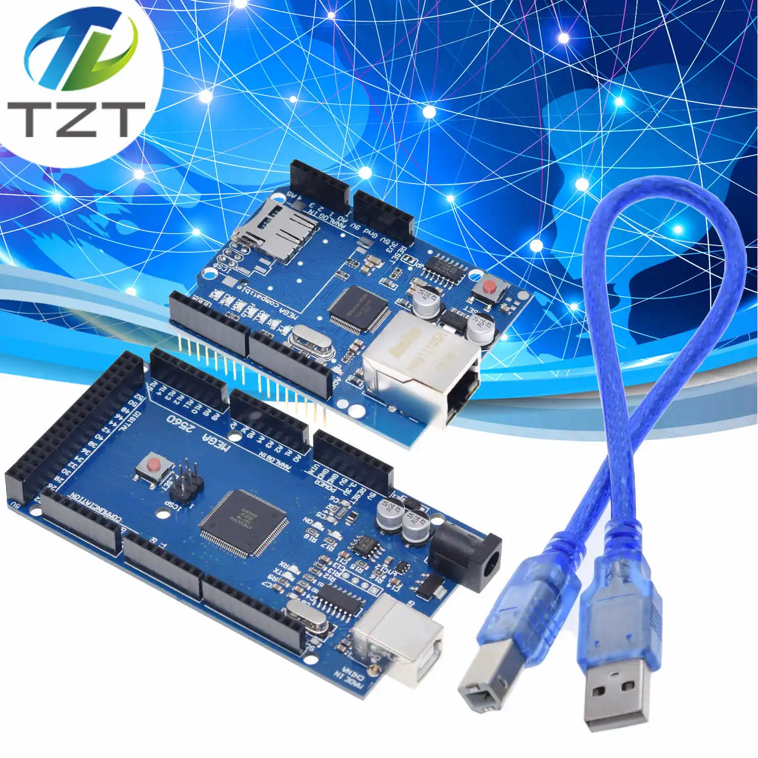Сетевая плата расширения TZT UNO Ethernet W5100 щит для SD карты arduino с Mega 2560 R3 Mega2560