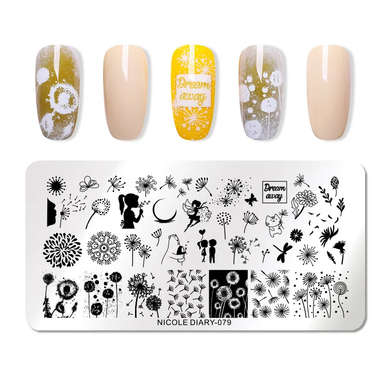 NICOLE дневник пластины для штамповки ногтей геометрические цветы дизайн ногтей штамп трафарет маникюрный шаблон инструменты