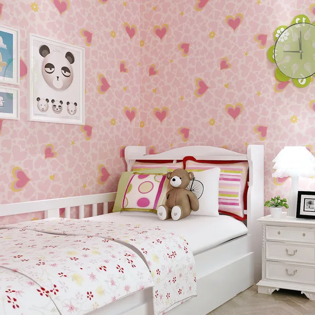Beibehang Children Room Wallpaper Cartoon Love Peach Heart Beibehang Children Room Wallpaper Cartoon Love Peach Heart S Non Woven