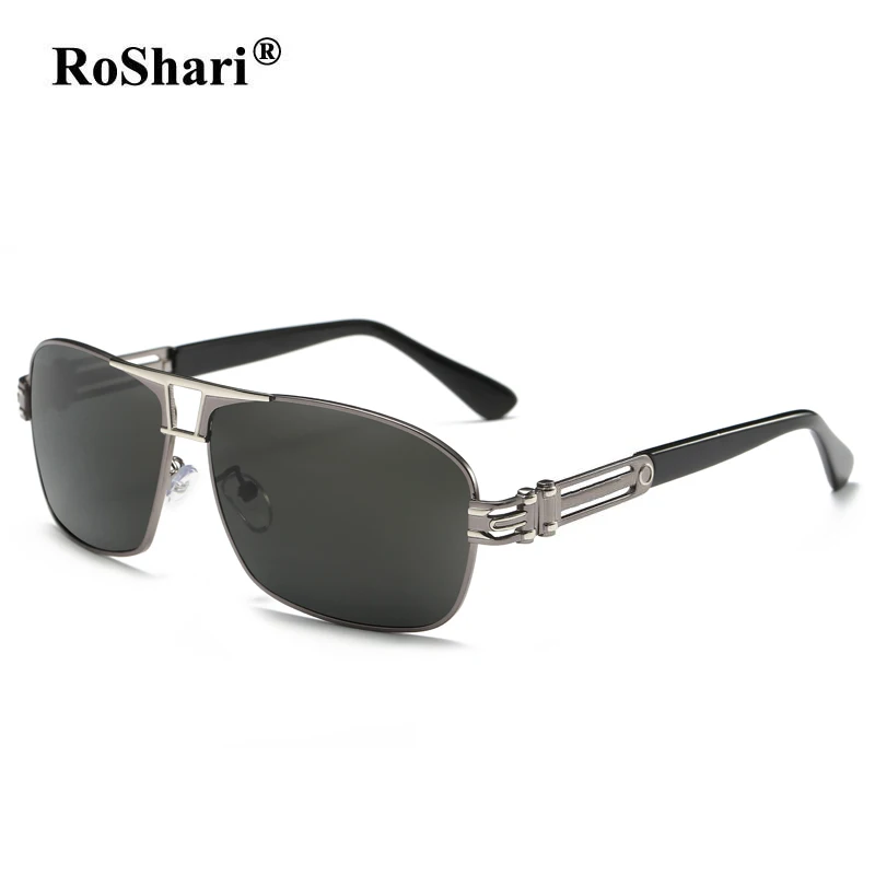 RoShari Men HD Polarized Sunglasses Square Vintage polaroid Sun glasses men Driving Eyewear Accessories font b