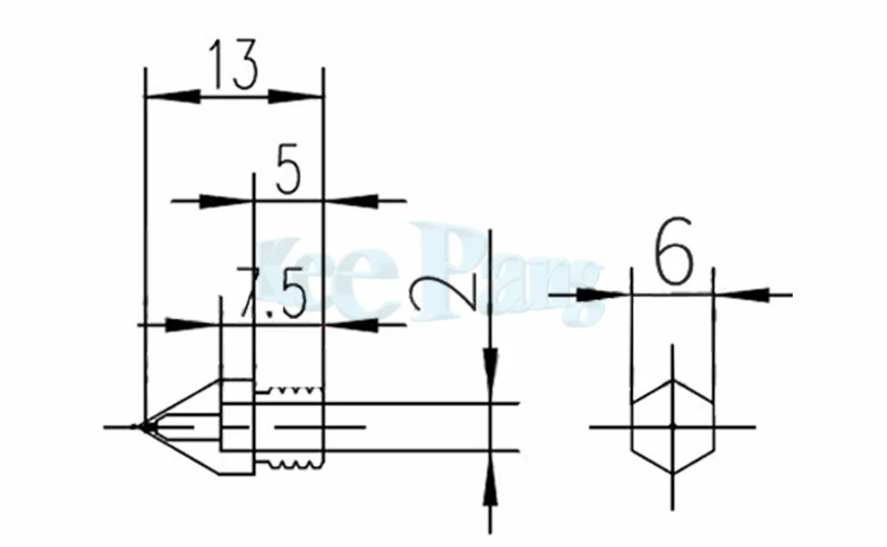 5 шт./лот MK7 MK8 сопла 0,4 мм 0,3 мм 0,2 мм 0,5 мм 1,75 мм 3,0 мм нити 3D принтеры Запчасти экструдер с резьбой Медь экструзии часть