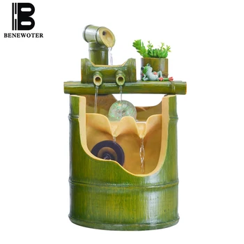 

110/220V Handmade Resin Bamboo Rockery Water Fountain Office Desktop Crafts Kung Fu Tea Set Waterscape Decoration Sent Friends