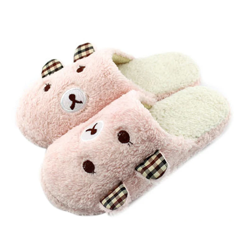 

Cute Bear Winter Warm Antiskid Slippers Soft Plush Indoor Couple Home Slipper Shoes pantuflas