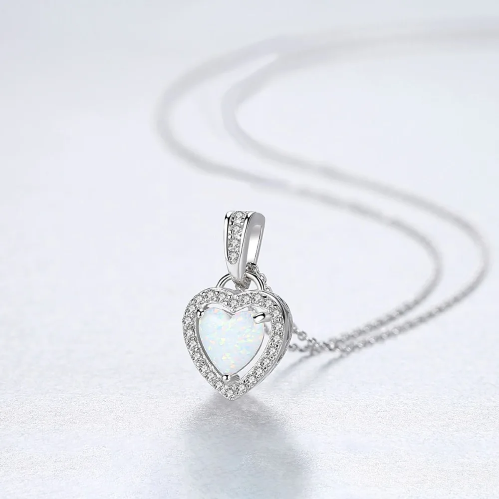 Collana con ciondolo in opale di fuoco a cuore in argento sterling per donna Collana d'amore scintillante Fine San Valentino s_voghion.com