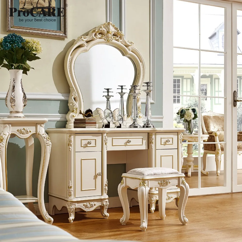 luxury European and American style bedroom furniture french Dressing table with mirror
