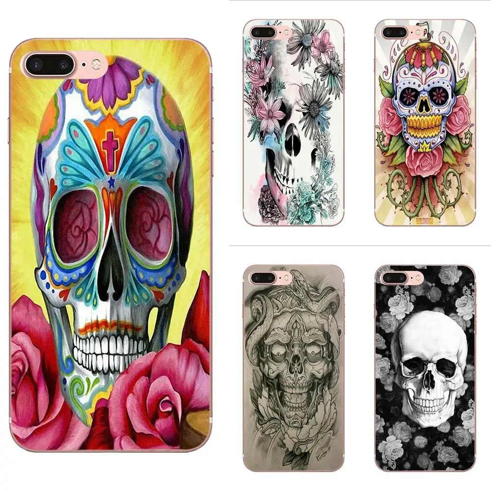 Красивый череп цветок для Galaxy Alpha Core Note 2 3 4 S2 A10 A20 A20E A30 A40 A50 A60 A70 M10 M20 M30 мягкий