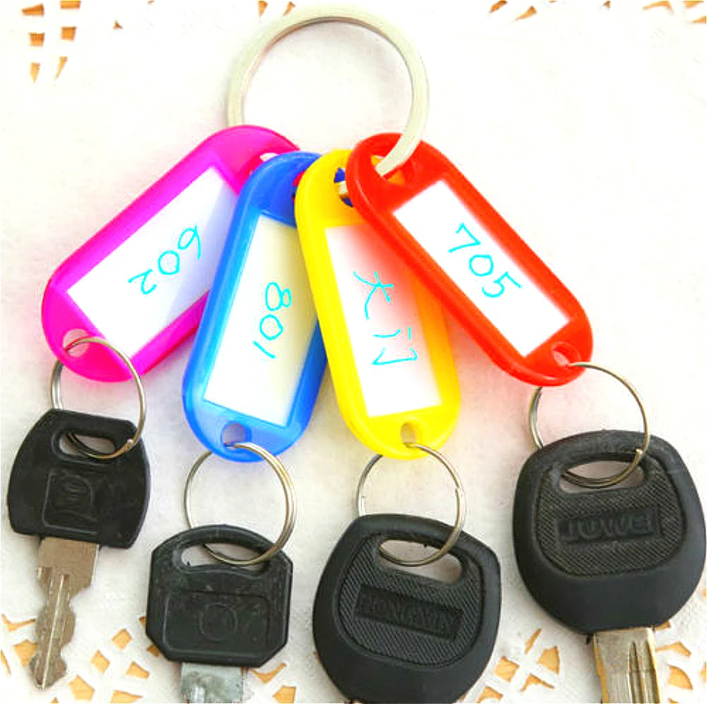 10pcs/set Plastic Key Tags Assorted Key Fobs Rings ID Tags Name Card