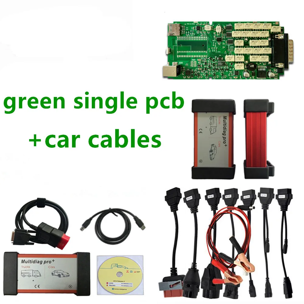 МВД multidiag Pro VD TCS CDP PRO зеленый отдельная печатная плата с/без Bluetooth + car/кабель для тележки 2016r0/2015r3 программного обеспечения obd2 инструменту