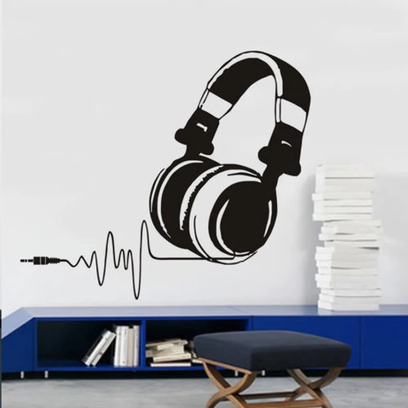Listen To Music Headphones Wall Stickers for Music Room Background