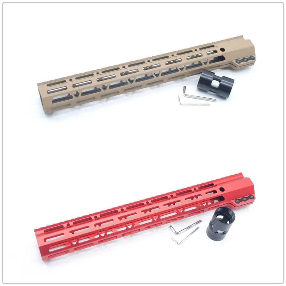 AR15 15 дюймовая красная/желтая свободная плавающая Зажимная система M-lok Handguard Picatinny