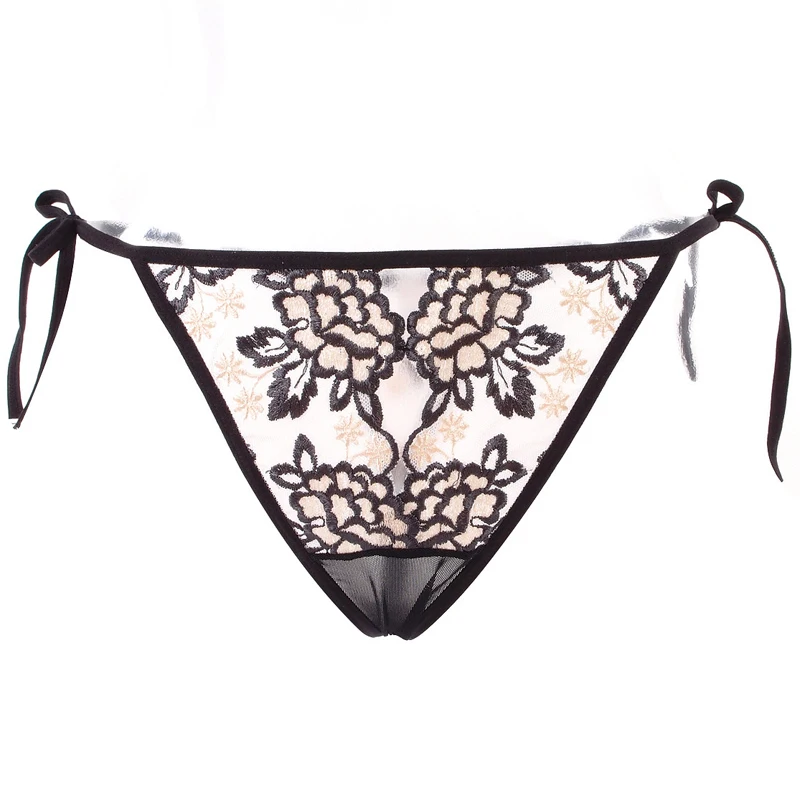 Wire royal embroidered lace panties sexy transparent strap embroidery t