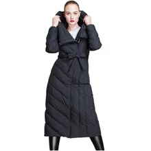 Новое поступление, зимний женский пуховик из 90% белого утиного пуха, плотное длинное теплое пальто, Chaqueta de mujer