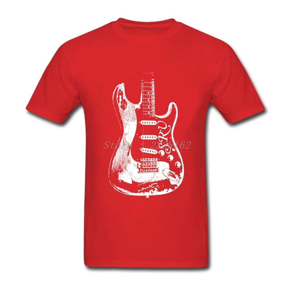 Футболка с музыкальной тематикой, Мужская футболка с принтом "Легенда гитары", Стиви Рей Воэн, футболка для взрослых - Цвет: Красный