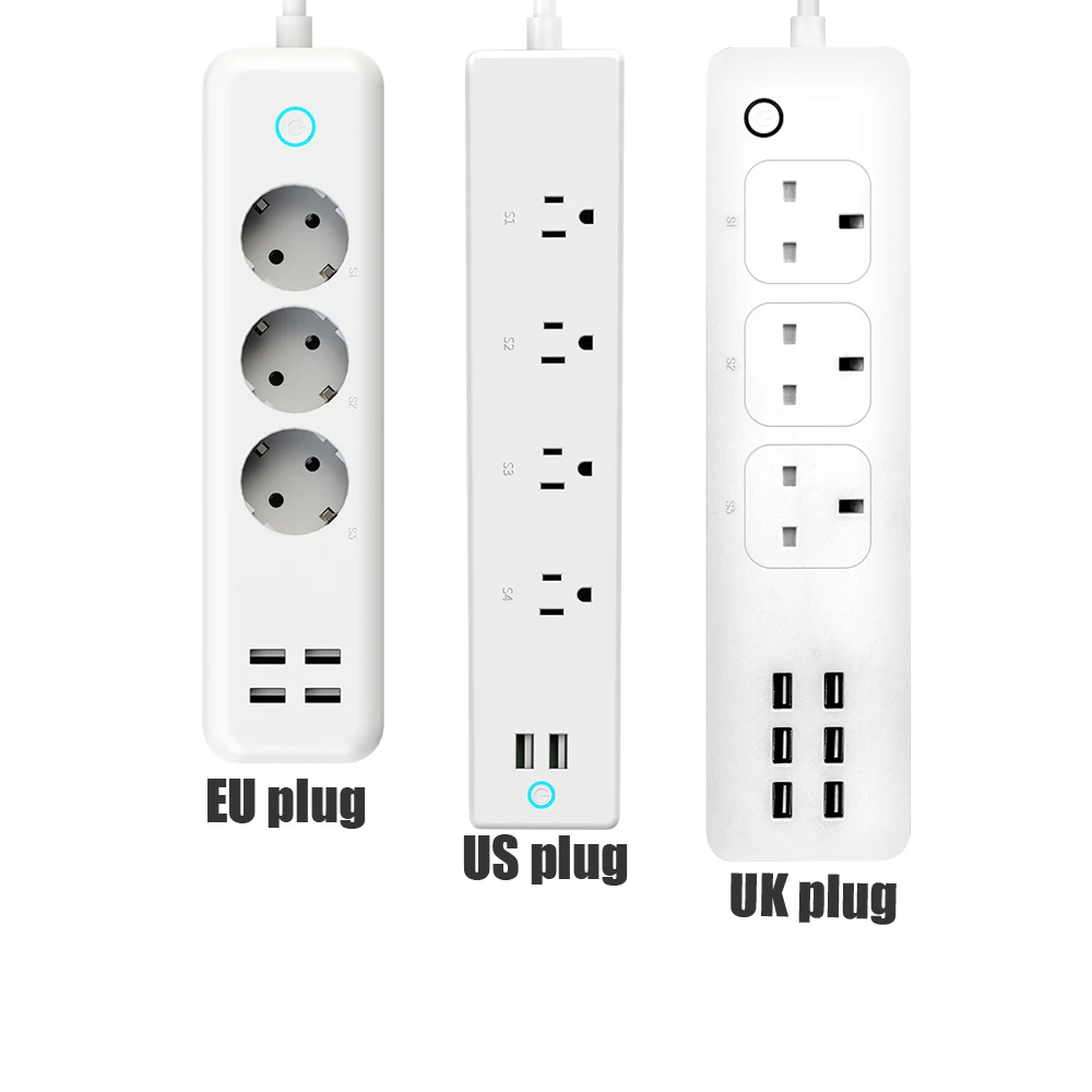 Frankever стиль Wifi USB power Strip Smart EU UK US Plug Переключатель перегрузки 4 выхода 4 порта USB зарядное устройство 15A Wifi розетка