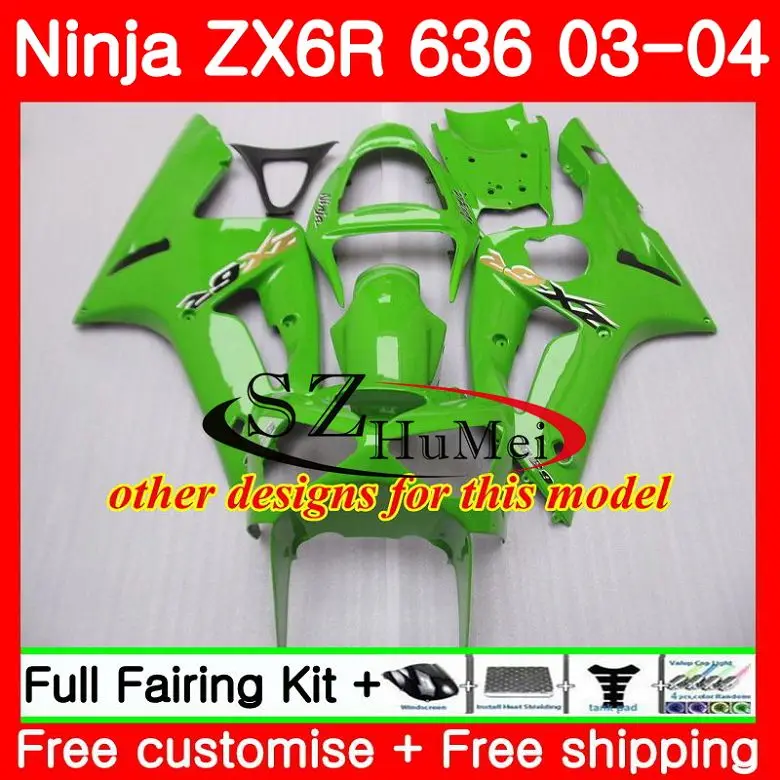 Средства ухода за кожей для KAWASAKI NINJA ZX-6R 03-04 ZX-636 ZX600 ZX636 10NO. 1 ZX 636 600CC ZX6R 03 04 ZX 6R 2003 2004 обтекатели комплект зеленого и белого цветов