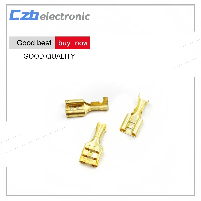 100pcs Spade Terminal Connector Set Gold Brass Car Speaker Wire