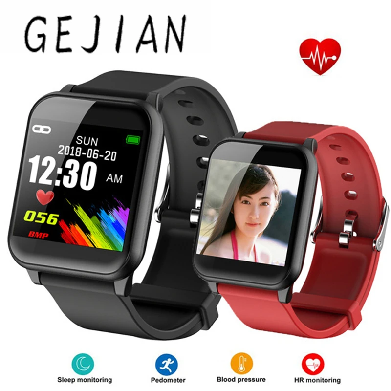 

GEJIAN watch connected Color Screen Sport Pedometer heart rate monitor Push Message For iOS Android Fitness bracelet connected