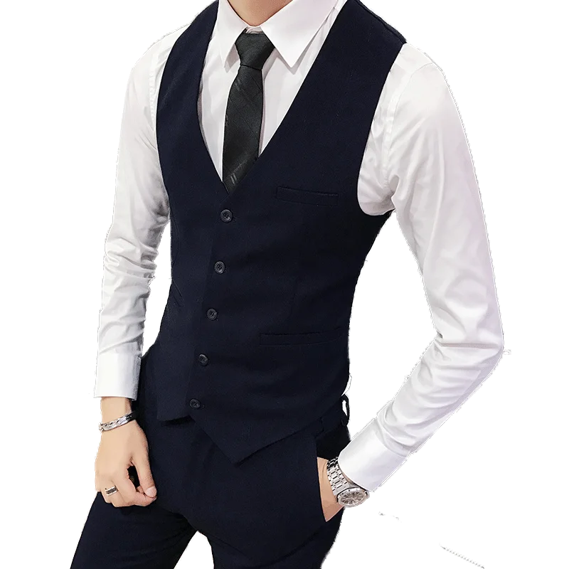 2018 High Quality Suit Vest Men Formal Bussines gilet men Slim Fit Waistcoat