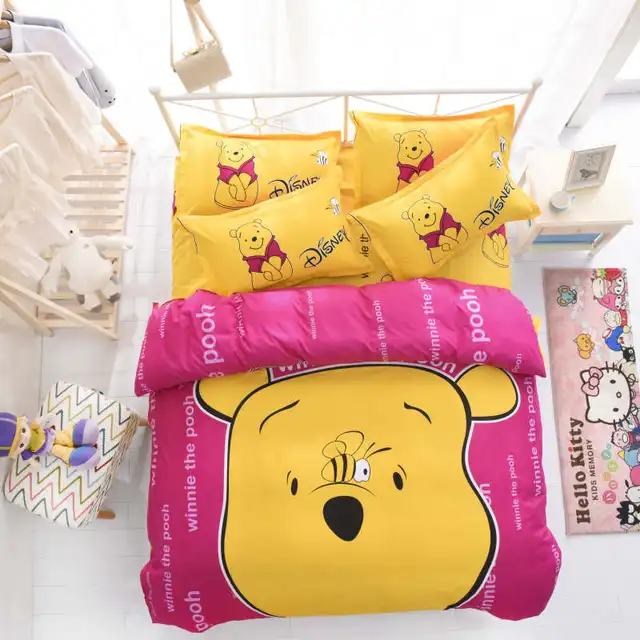 winnie the pooh bedding set twin size bed cover sheet for kids bedroom
