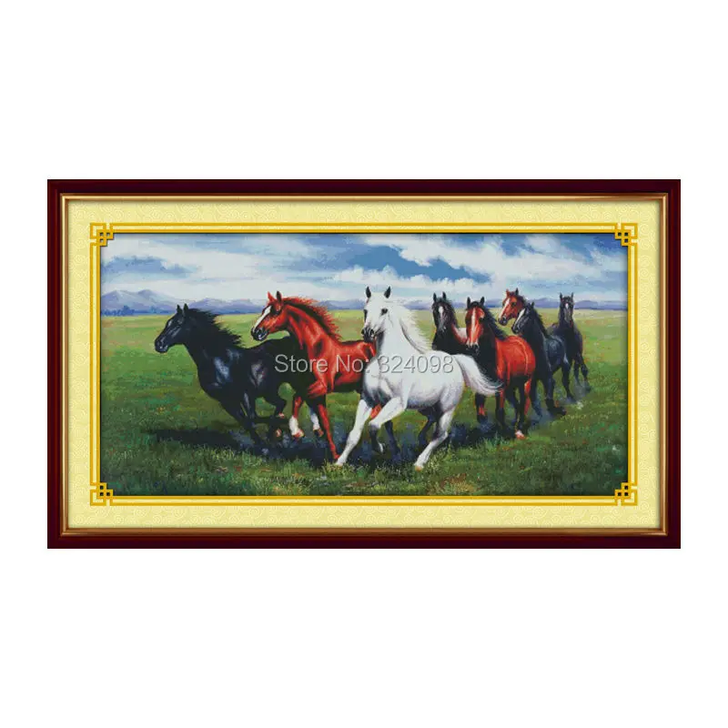 

Wholesale Needlework,Stitch,11CT 14CT Cross Stitch,Sets For Embroidery Kits,Eight steeds galloping Cross-Stitching