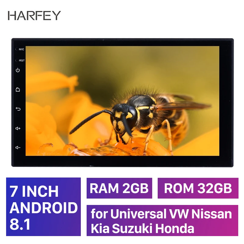 Harfey 2Din 7 дюймов Универсальное автомобильное радио ОЗУ 2 ГБ+ ПЗУ 32 Гб gps Android 8,1 мультимедийный блок плеер для VW Nissan Kia радио Автомагнитола