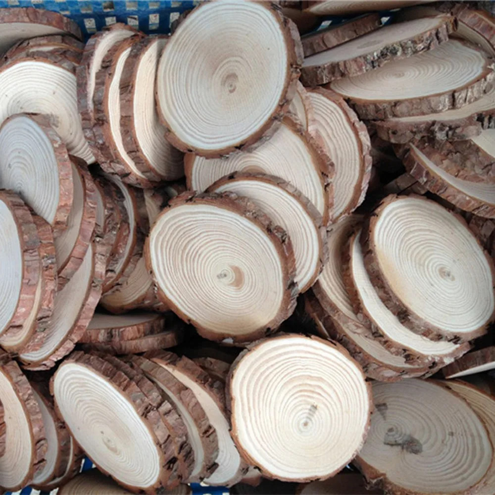 Свадебные украшения необработанные натуральные круглые деревянные пластинки круги с деревом коры деревянные подставки для DIY ремесла Свадебная вечеринка 5 шт