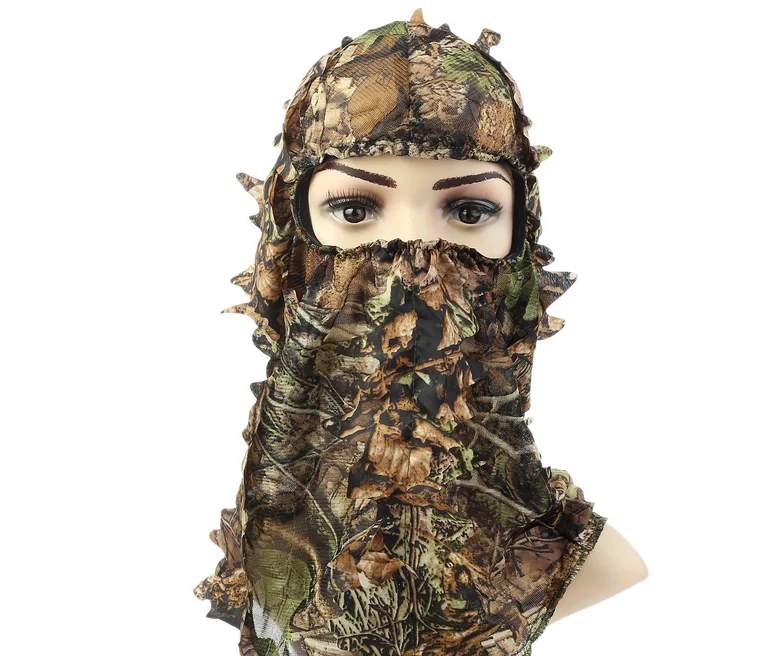 

Camouflage Leafy Hunting Ghillie Suits Hood Green Leafy Head Net Eyehole Opening and Leaf Pattern Hunting Accessories