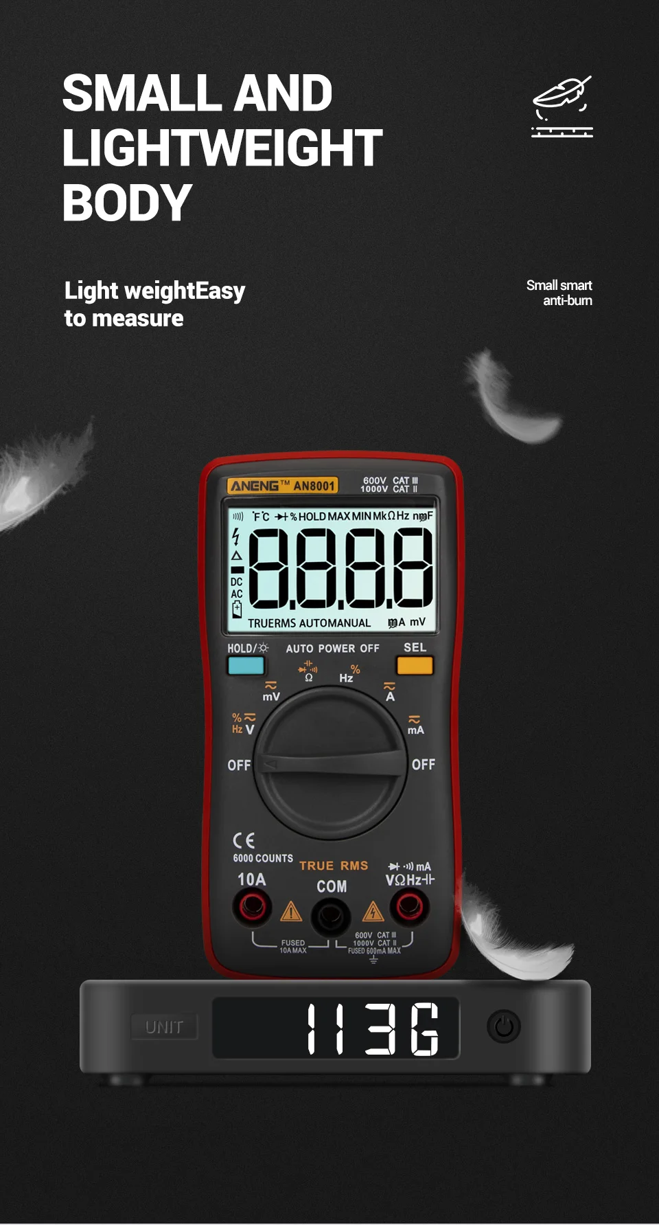 ANENG AN8001 True-RMS мультиметр цифровой multimeter транзистор тестер esr мультиметр digital multimeter провода для мультиметра указатель напряжения transistor capacitor tester dc dc мультитерка ZT102/RM102