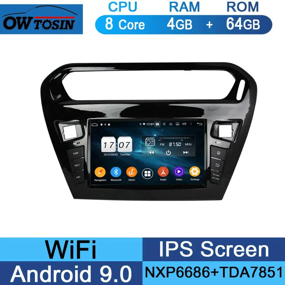 " ips 8 Core 4G ram+ 64G rom Android 9,0 автомобильный dvd-радио GPS для peugeot 301 Citroen Elysee радио 2013- DSP CarPlay Parrot BT - Цвет: 64G