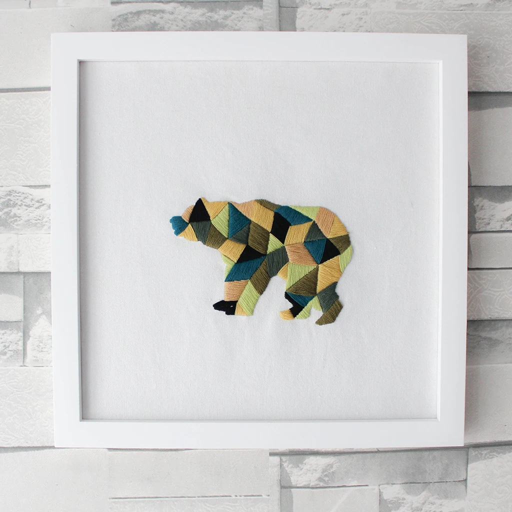 DIY Animals Pattern Embroidery Kits for Beginner Needlework 3D Cross Stitch Embroidery Set Craft Sewing Accessories