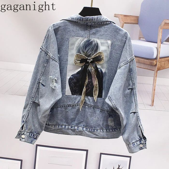 

Gaganight Hole Jeans Jacket Women Frayed Denim Jacket Short Loose Spring Autumn 2019 Harajuku Chaquetas Mujer Jaqueta Feminina