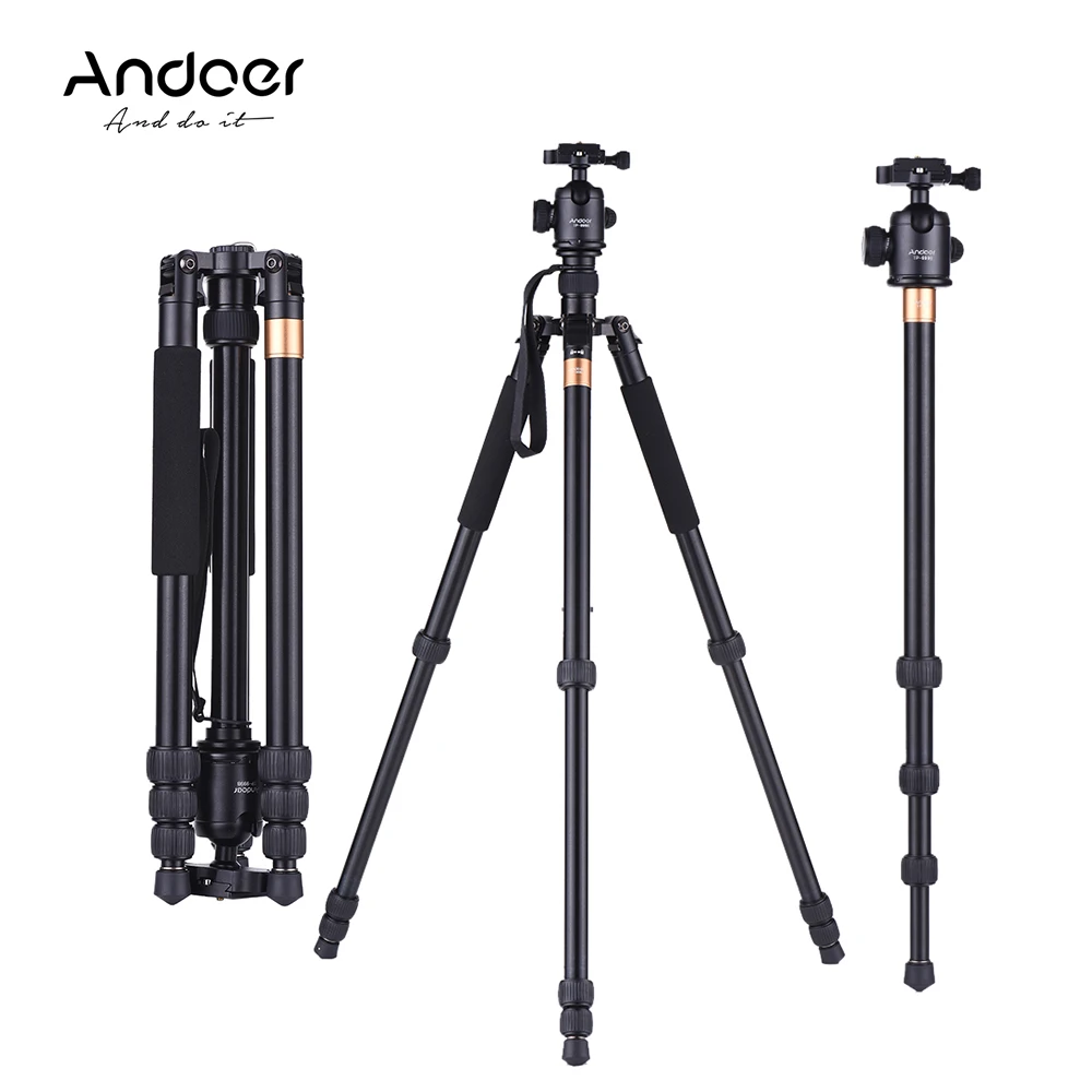 

Andoer TP-999B Professional Aluminum Alloy Tripod Monopod with Panoramic Ball Head 4-Sectionfor Canon Nikon Sony DSLR camera