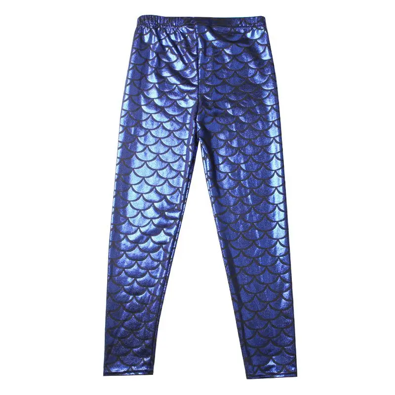 Г., 11 цветов, модные стильные милые штаны с изображением русалки для девочек красочный цифровой принт, детские леггинсы, штаны - Цвет: Синий