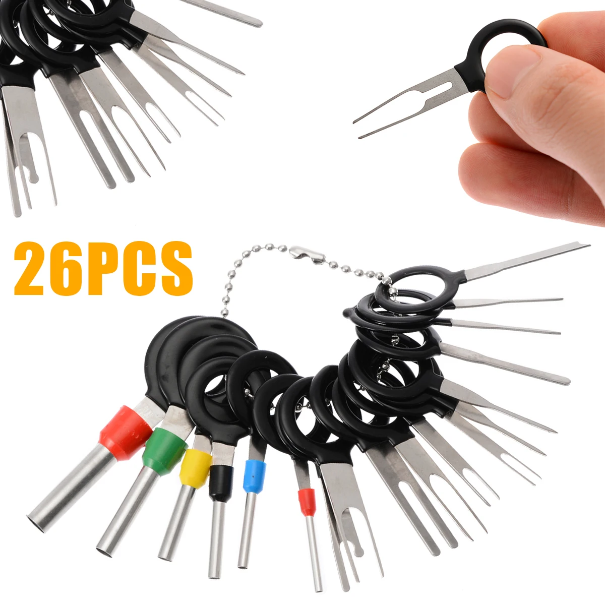 26pcs/set Automotive Car Terminal Removal Electrical Wiring Crimp Connector Pin Extractor Kit Repair Hand Tools