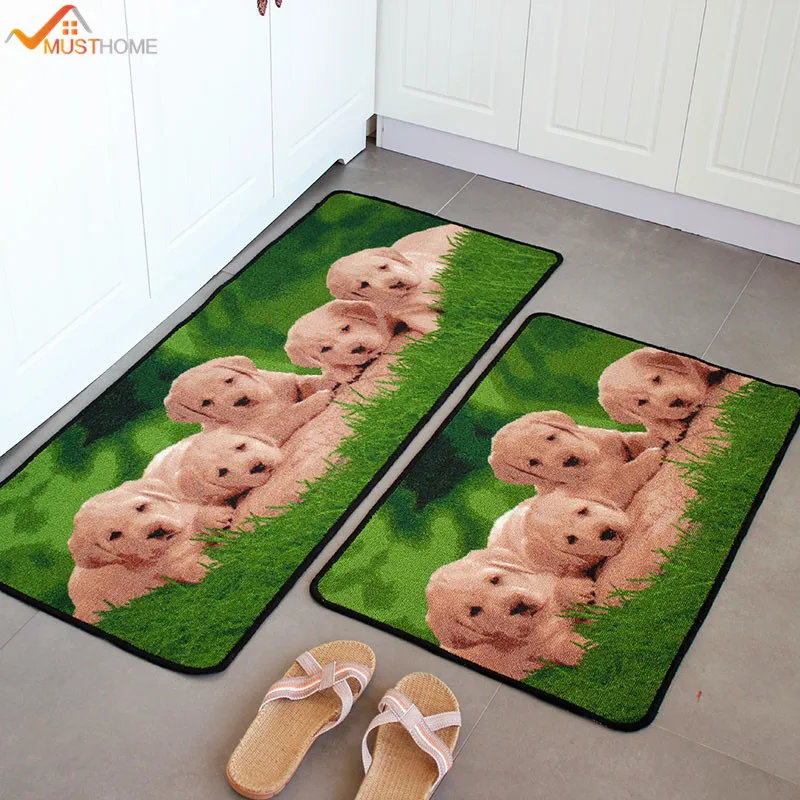 cartoon dogs kitchen rug home decoration non slip modern kitchen door