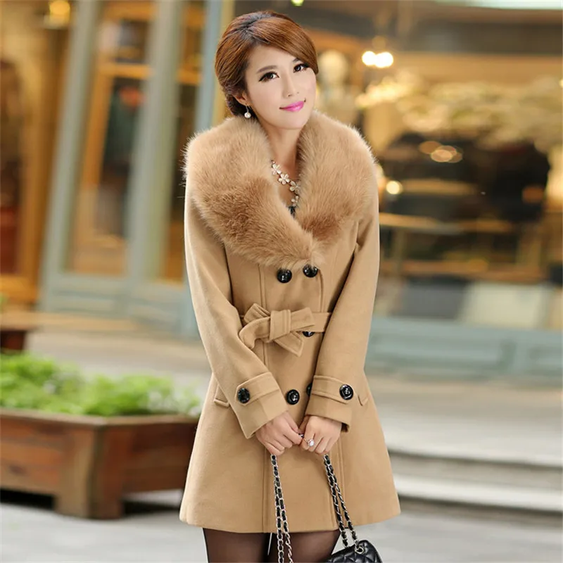 fall winter women long wool blend coats trench-2