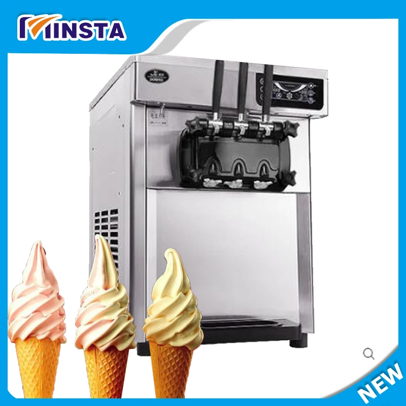3 Flavor Soft Ice Cream Serve Making Machine, Soft Icecream Maker Machine Making Soft Ice Cream