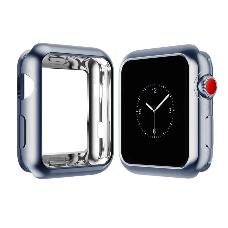 Hoesje Защитные чехлы для Apple Watch 4 3 2 1 Защитная крышка 38 мм 40 мм 42 мм 44 мм мягкий силиконовый бампер Estojo Cas Etui Coque - Цвет: Etui