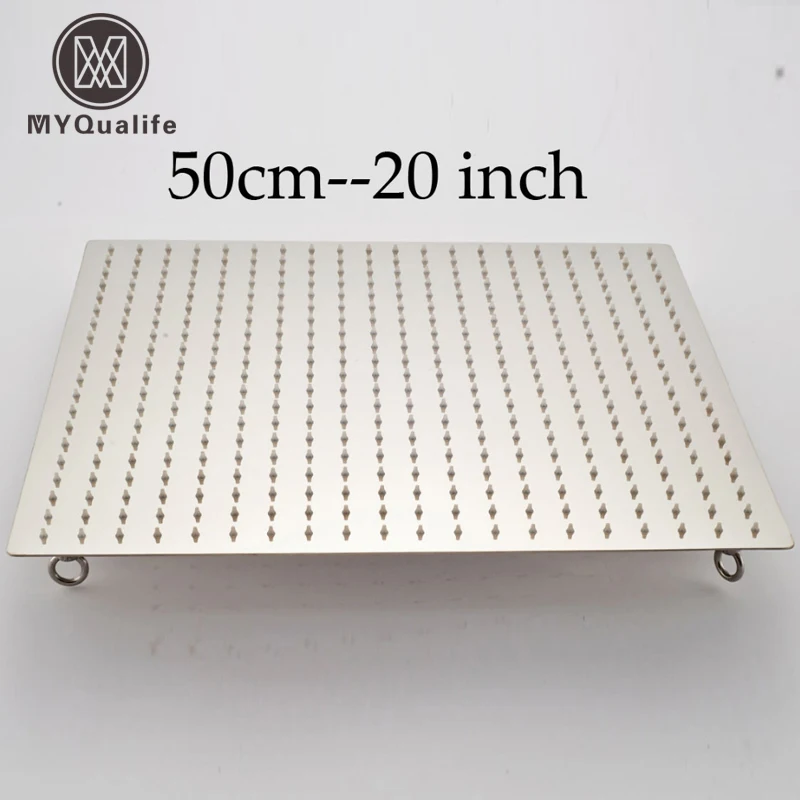 

20 inch Square Stainless Steel Rain Shower Heads Ceiling Mounted Bathroom Rainfall Head Shower W 4 Fixed Ring