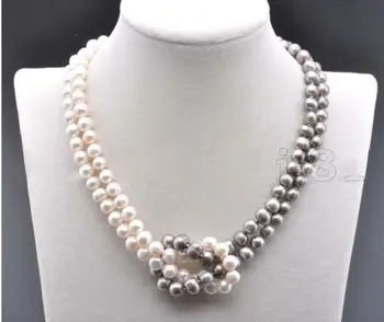 

7-8MM NATURAL SOUTH SEA WHITE GRAY PEARL NECKLACE 18 INCH