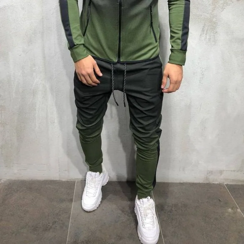 Gradient Set Men Two Piece Outfits Zipper Track Jacket Sweatpants Mens Sports Suits Casual Pants Sweatshirt Sweatsuit Tracksuits