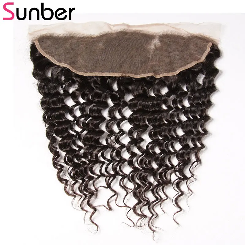 Sunber Hair Brazilian Deep Wave 10-20 Inch Free Part 13x4 Lace Frontal Remy Human Hair Extension Free Shipping