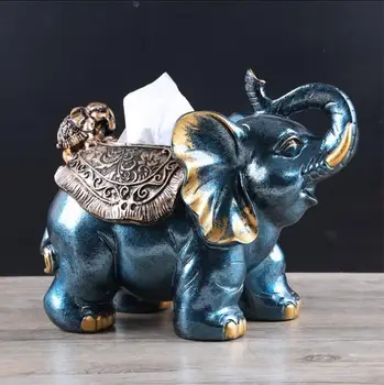 

Nordic Luxury Elephant Tissue Box Desktop Decoration Paper Napkin Storage Living Room Coffee Table Auspicious Ornaments 04311