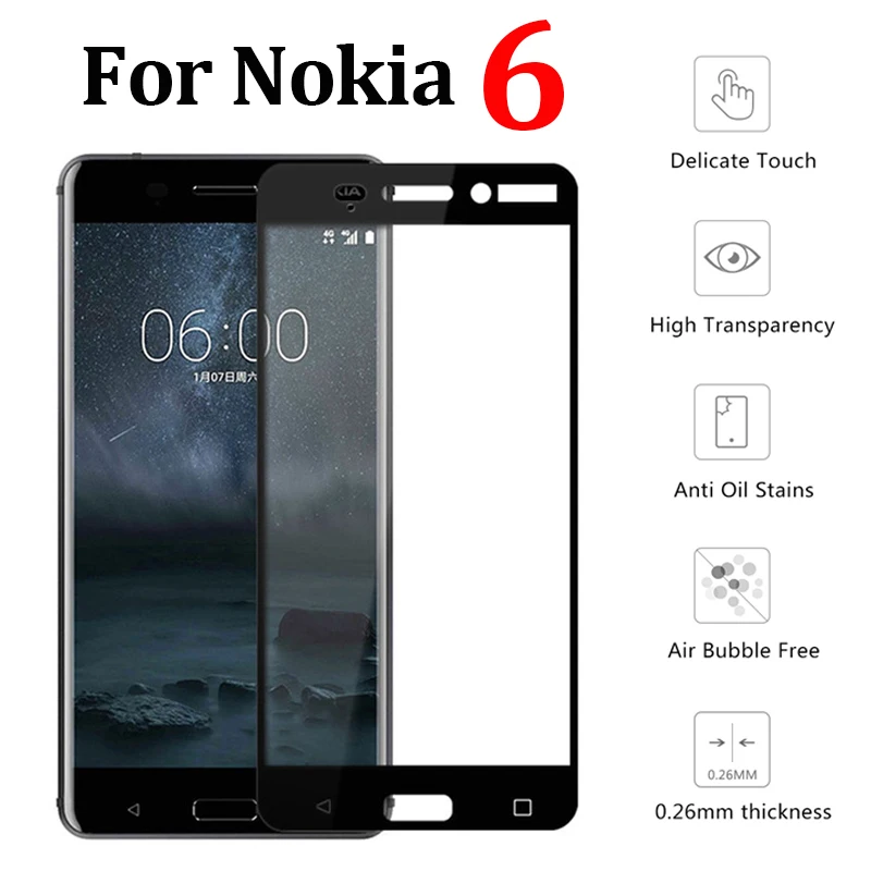 

tempered glass on the for nokia 6 armor noki screen protector noka display nokia6 protective protect nokio glas temp full cover
