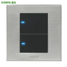 GJSBDG Luxury Wall Switch 2 Gang 2 Way Panel Light Switch Touch Switch LED Indicator 250V