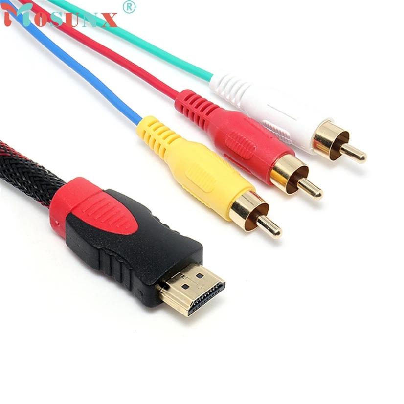 

Factory Price Hot Selling 5ft HDMI Male to 3 RCA Video Audio AV Cable Cord Adapter for TV HDTV DVD 1080P J03T Drop Shipping