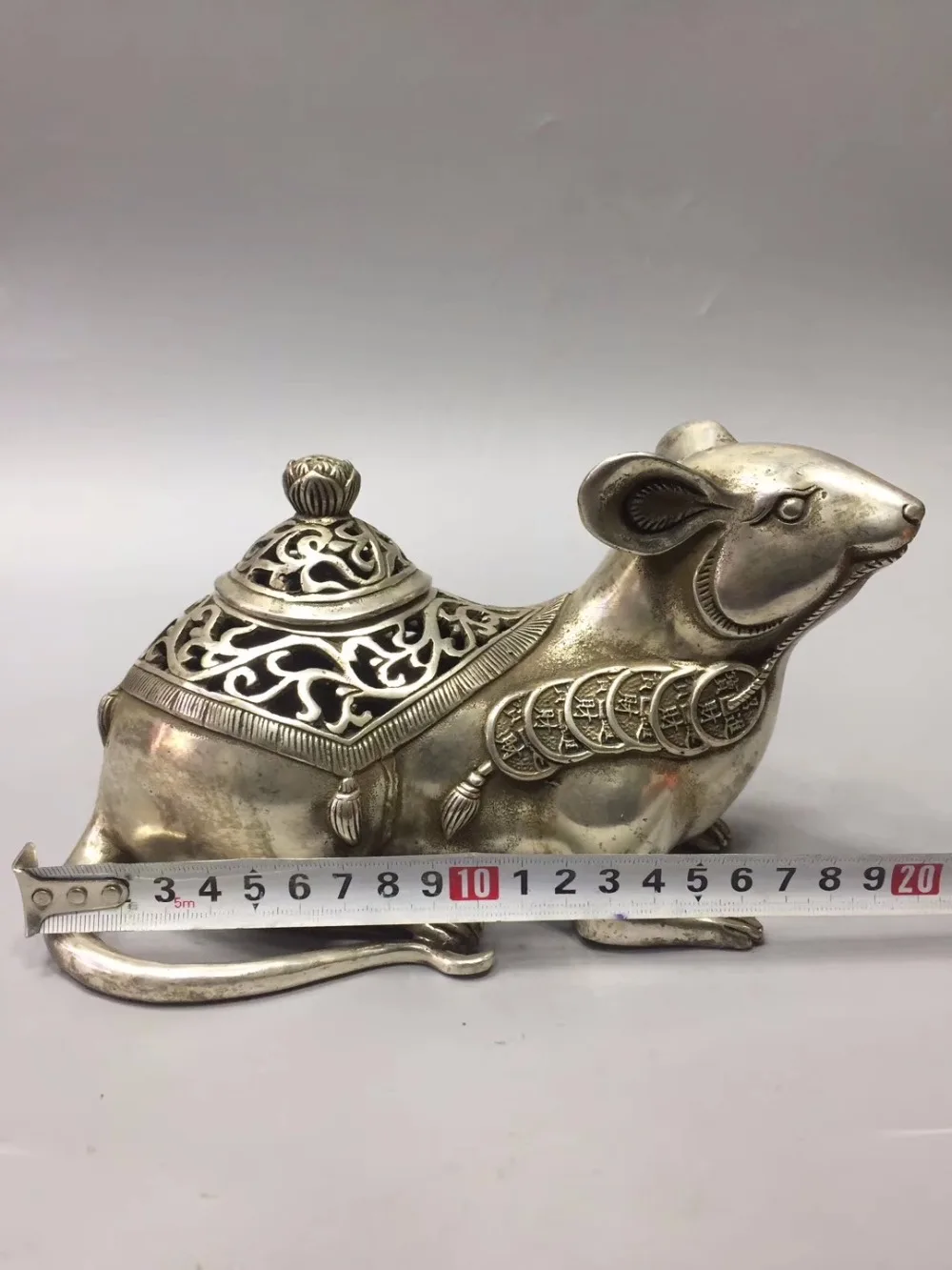 

Collection tibet silver handmade Mouse Censer Metal crafts ,Home/office desk decoration Coin mouse Incense burner