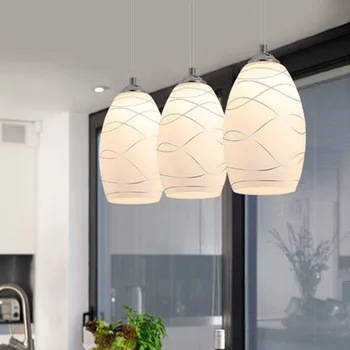 

Modern simple glass chandelier living room lamp dining room lights single head bar led bedroom lamp creativity three chandeliers